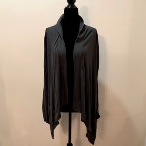 Talula Babaton Open Drape Waterfall Cardigan, Dark/Charcoal Gray in Medium